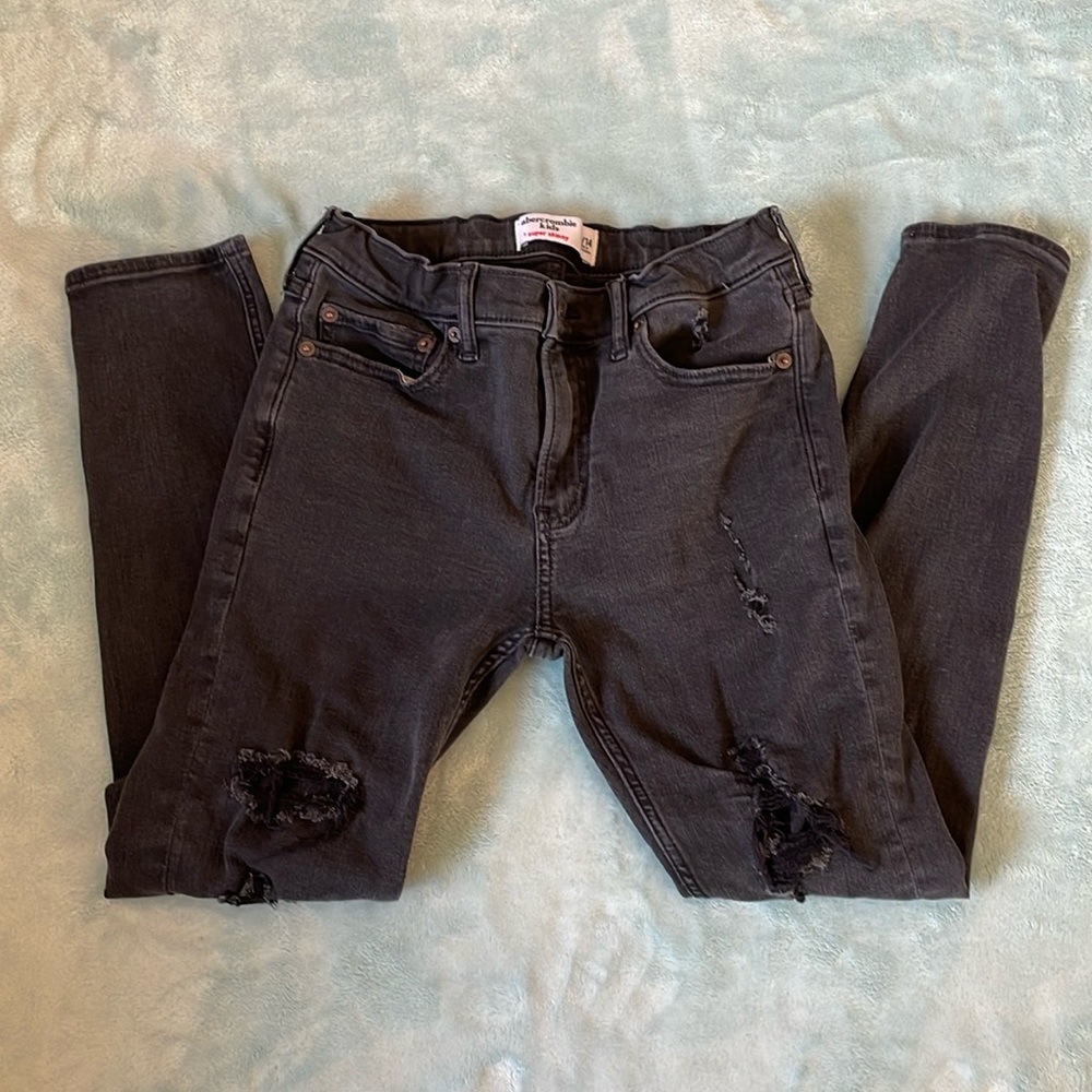 Abercrombie Kids Boys Super Skinny Black Jeans Size 13/14